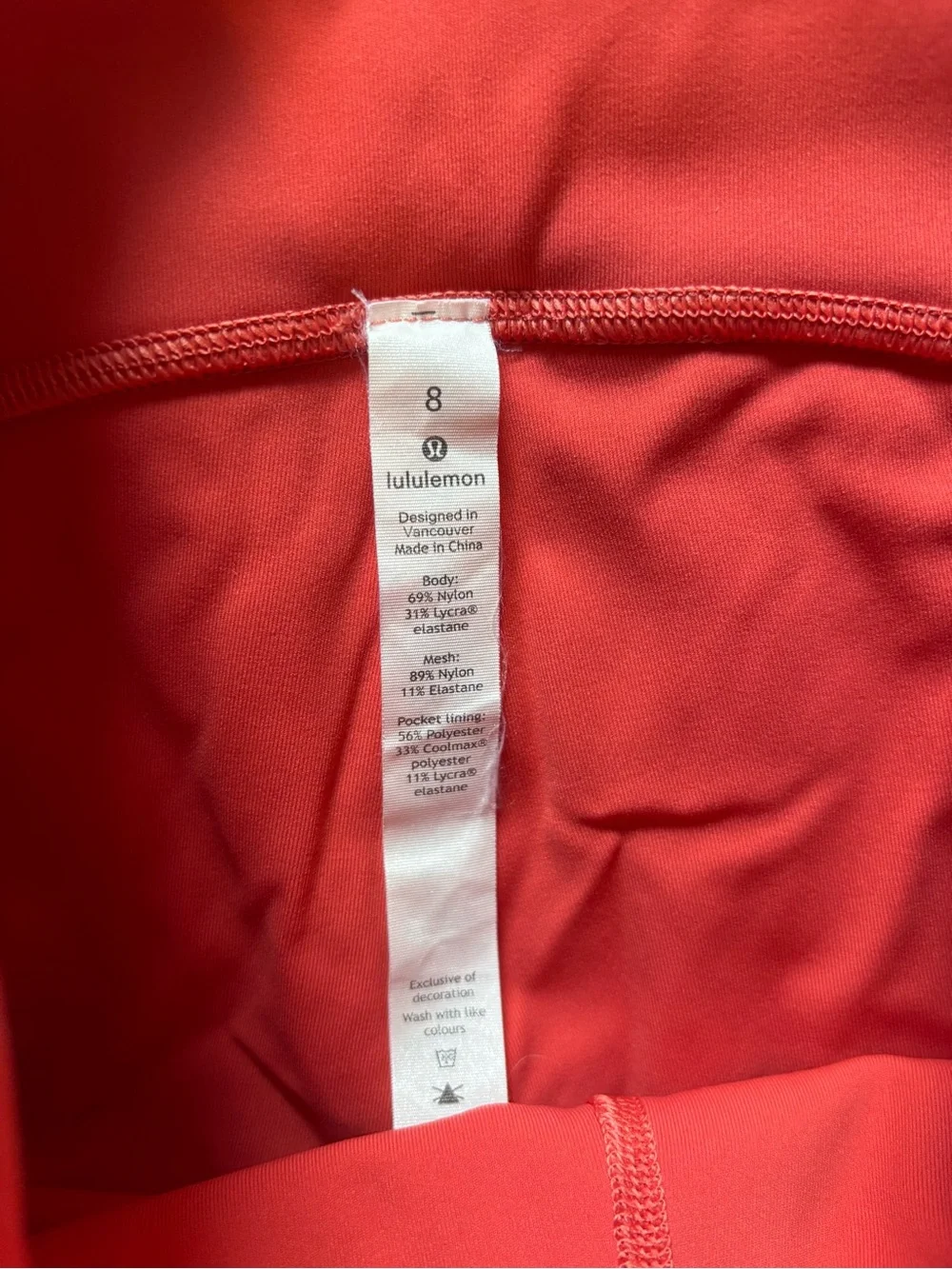lululemon - all the right places cropped leggings in coral. Size 8.
